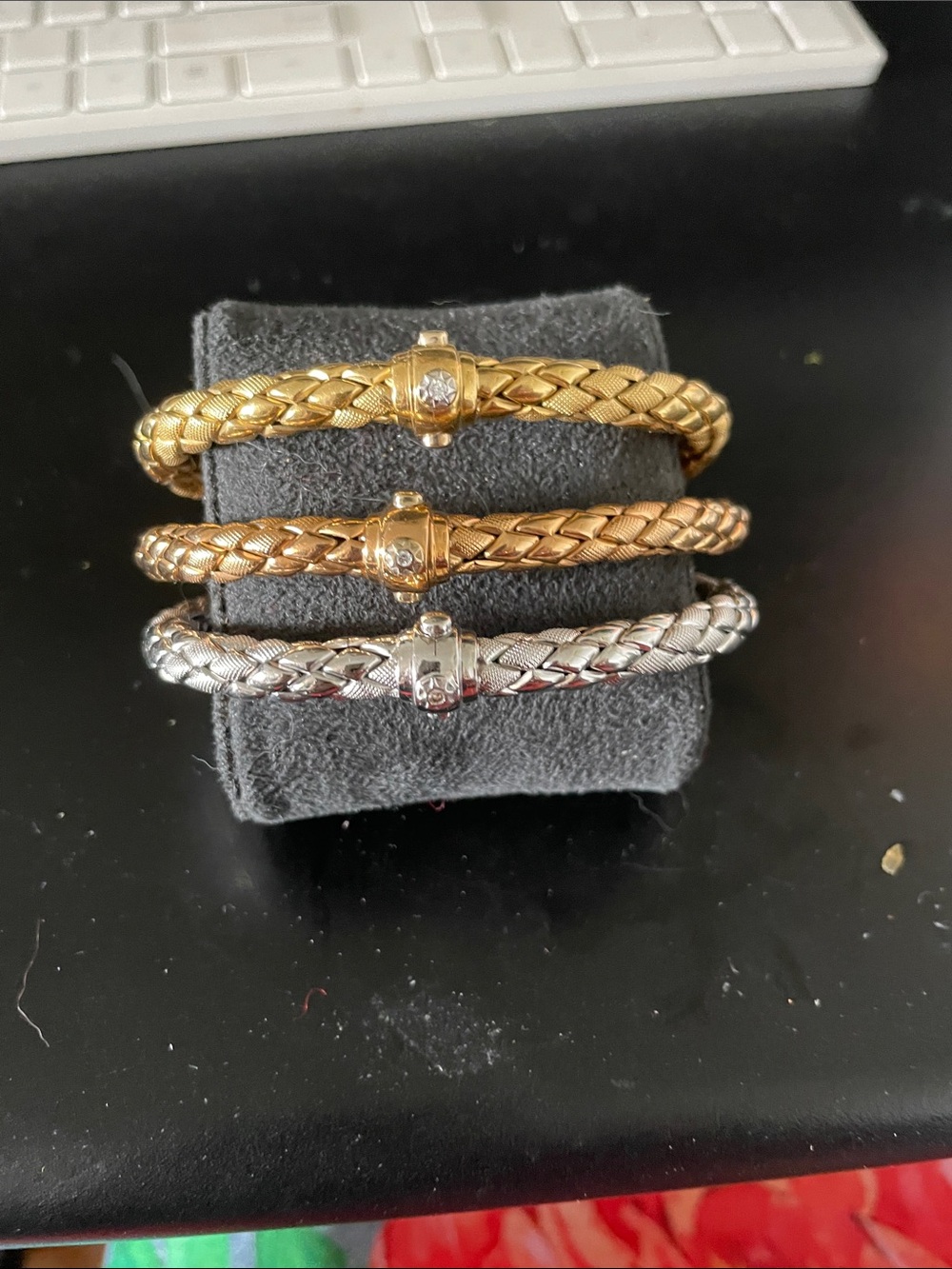 Mesmerize Woven Cuff Bracelet Trio - Gold, Rose Gold & Silver